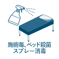 ご案内ごとに器具、更衣室の消毒